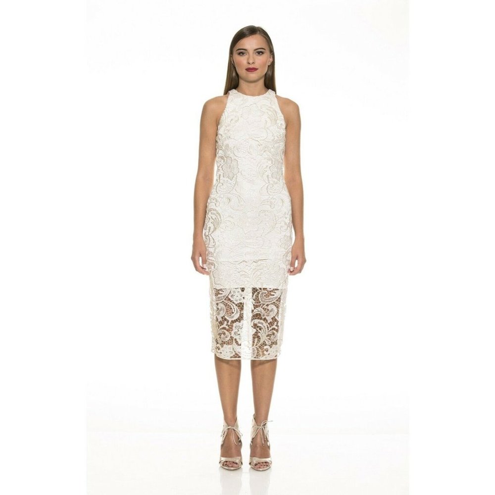 Alexia Admore Nordstrom Ivory Gold Lace Dress XS